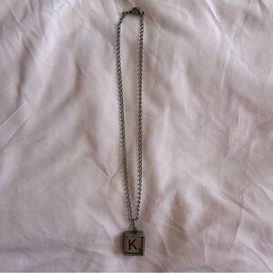 Letter K Scrabble Tile Pendant Necklace